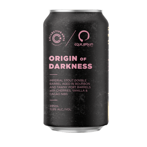 Collective Arts/Equilibrium Origin of Darkness Imperial Stout Double Barrel Aged In Bourbon And Tawny Port Barrels w/ Cherries, Vanilla & Cacao Nibs 355ml Can