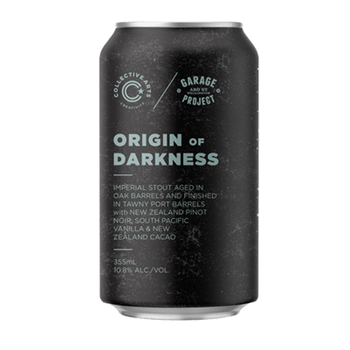 Collective Arts/Garage Project Origin of Darkness Aged In Oak Barrels And Finished in Tawny Port Barrels w/ New Zealand Pinot Noir, South Pacific Vanilla & New Zealand Cacao 355ml Can